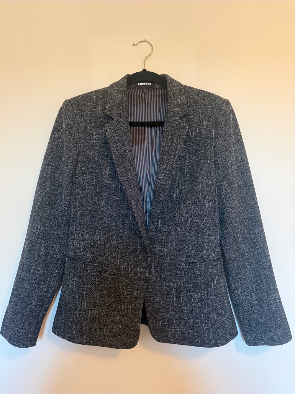 Express Gray Tweed Single-Button Blazer